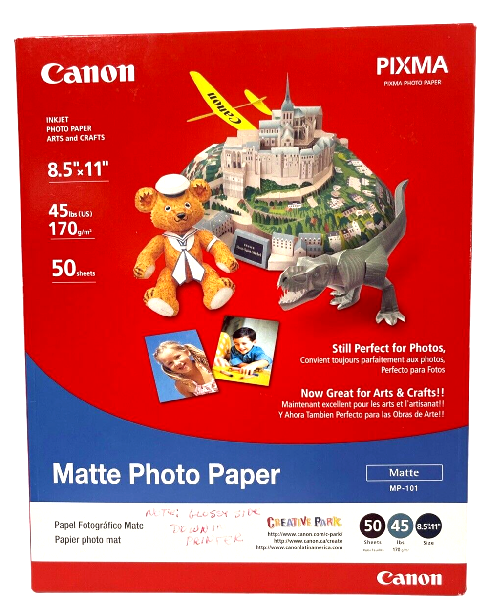Matte Photo Paper Plus 8-1/2 x 11 ~ Pack of 50 Sheets Canon MO-101 ~ NEW~OPEN