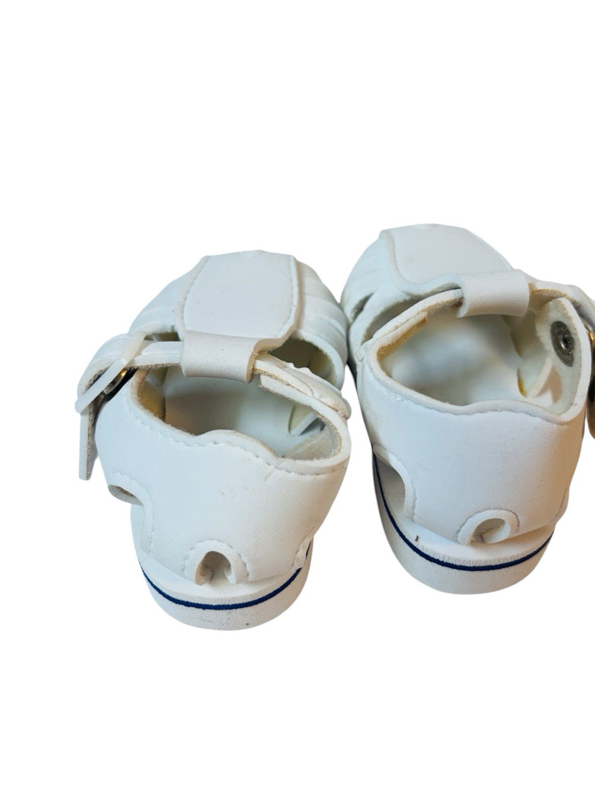 Lot of 2 Doll Baby Shoes ~ Blue & White Soft Sole L 4.5" X W 2" Preowned