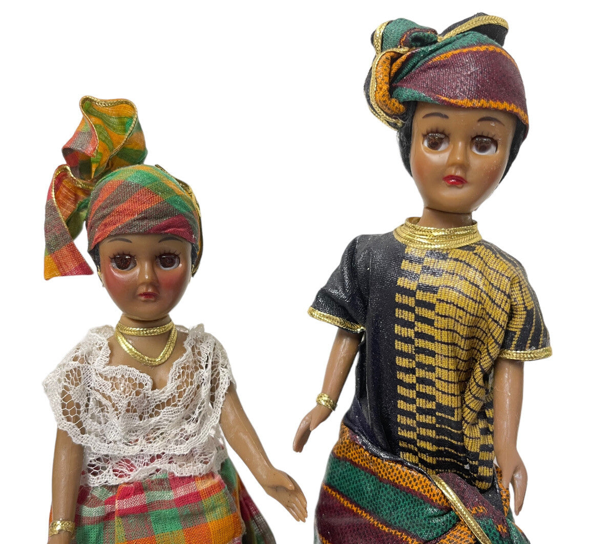 ST. CROIX DOLLS, V.I. HANDMADE, 9'' & 11'' TALL by; AMELIA GILL, RARE VINTAGE