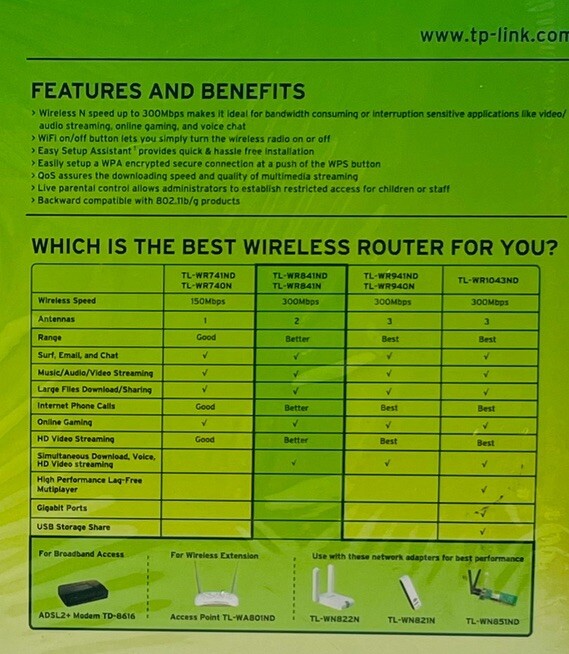 Wireless WiFi Router AP/Range Extender/WISP Mode TP-Link TL-WR841N 300Mbps