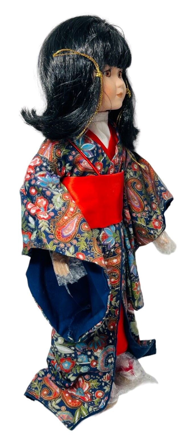 Vintage Japanese Ichi-Matsu Ningyo Doll Wearing Kimono H 16''x W 5''