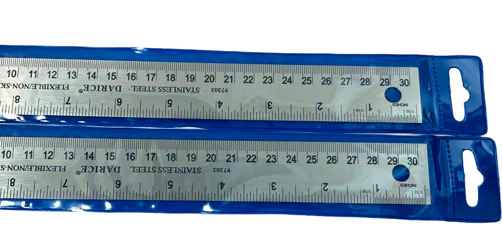 12” Stainless Steel Cork Backed Ruler W/Storage Clear Sleeve STUDIO 71