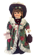 BEATIFUL VICTORIAN 17'' DOLL DRESS IN LONG VELVET DRESS~FLORA OVERLAY.