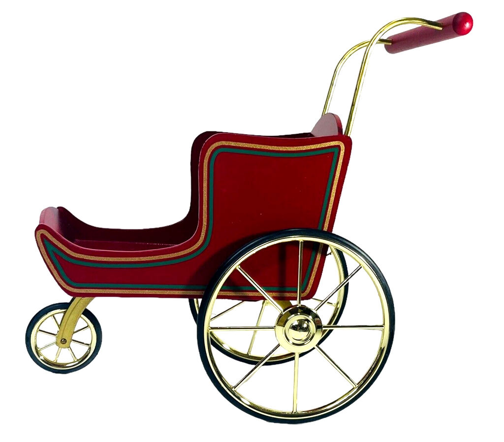 Red Wood Sleigh GREAT CENTER PIECE Material: Wood-Metal-ABS Plastic-Rubber