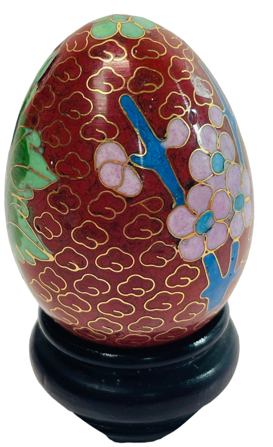 Vintage Hand Painted Floral Pattern Egg with Stand