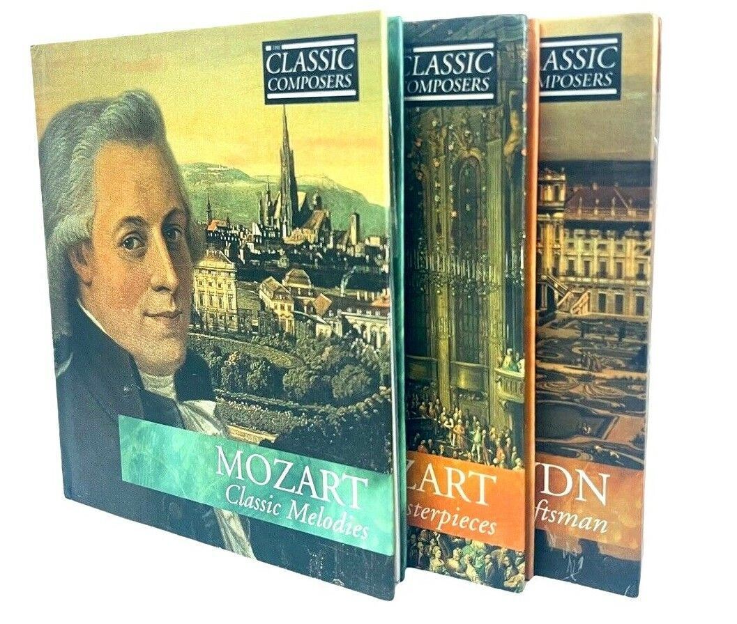 CLASSIC COMPOSERS HAYDN, MOZART, & MOZART CDs W/23 PAGE BIOGRAPHY BOOKLET LOT-3