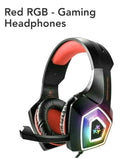 PRO GAMING HEADPHONES RGB 3.5mm 4Pin-V-1, w/Backlight HUNTERSPIDER - RED