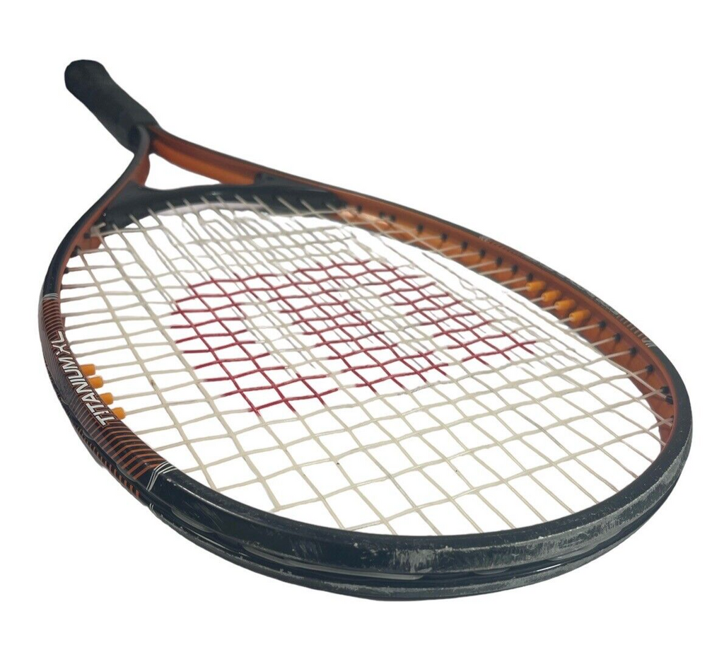 Wilson Titanium XL Tennis Racket 63 4 3/8, V-Matrix (VCV)~STOCK SHOCK SLEEVES.