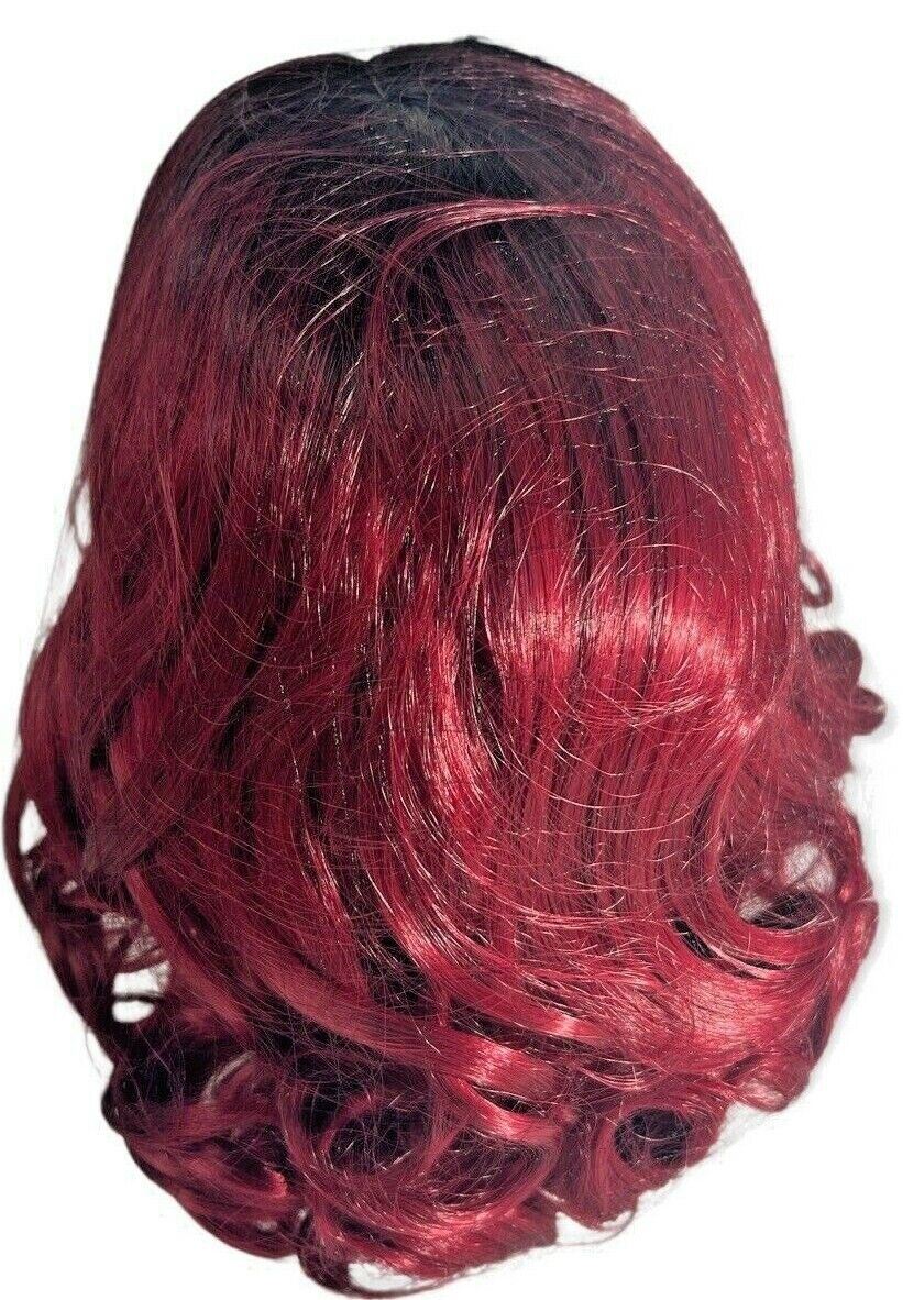 BRAND NEW 2-Tone Ombre Wig 12” (Black & Wine Red) Temperature Fiber Synthetic