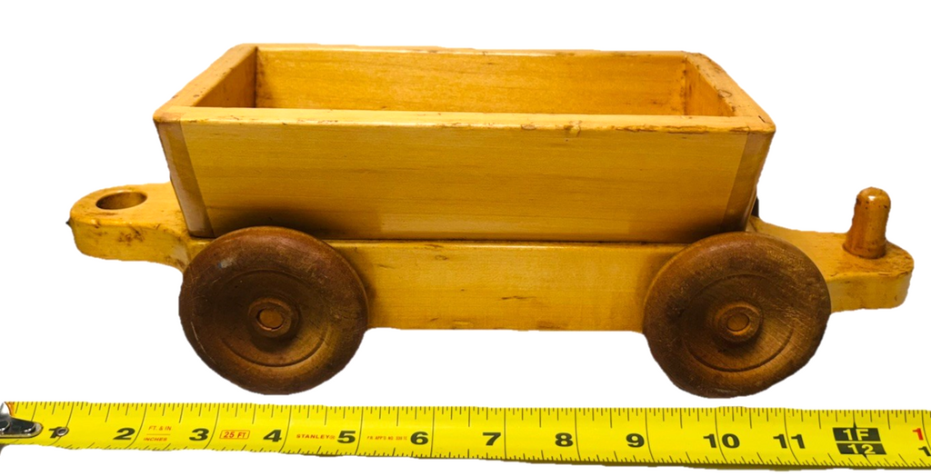VINTAGE HANDMADE OAK WOODEN TRAIN CAR, L 14'' X H 4'' X W 4'', Wt. 1.6 lbs.