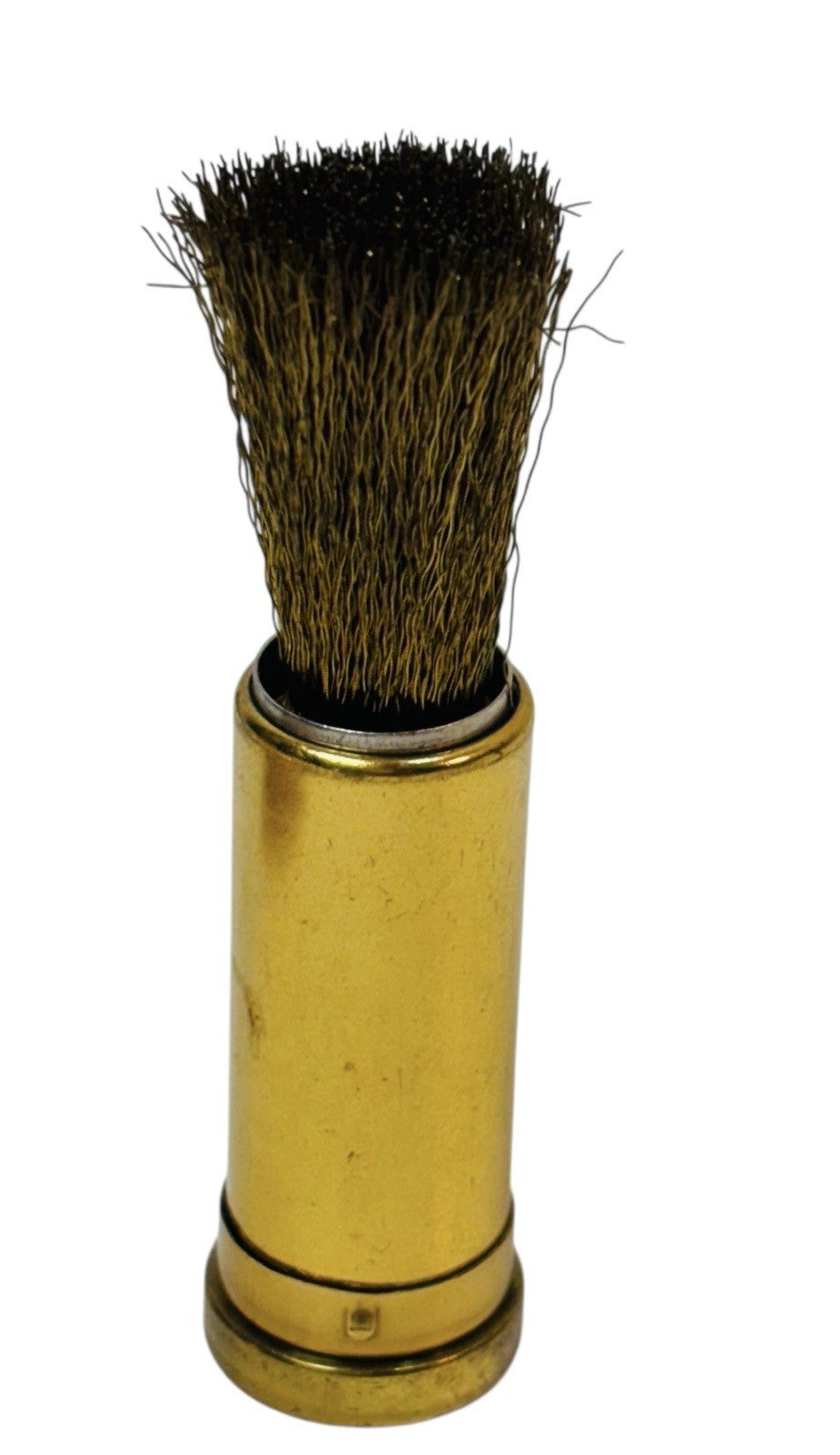Vintage BRASS WIRE BRUSH, SUEDE CLEANING TOOL LIPSTICK STYLE CASE, w/Rhinestones