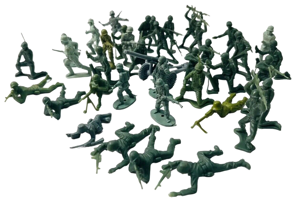 Vintage Tim-Mee Toy Soldiers Green Army Men 60mm Plastic ~ Mix Lot Of 39