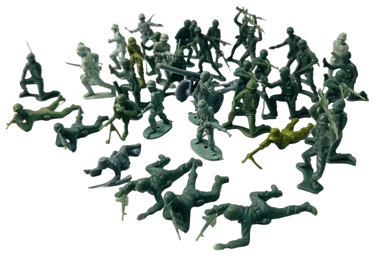 Vintage Tim-Mee Toy Soldiers Green Army Men 60mm Plastic ~ Mix Lot Of 39