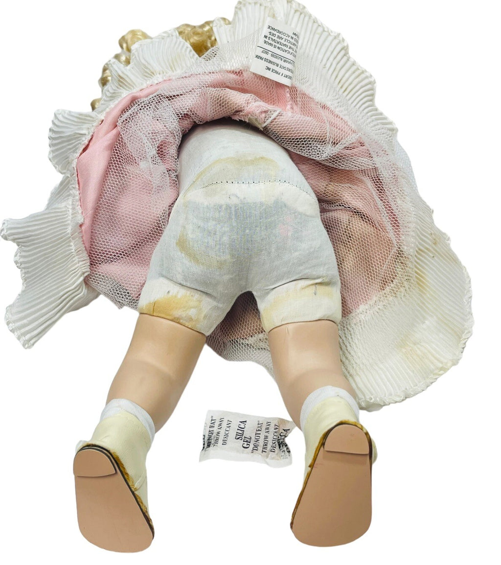 Lot of 3 VINTAGE PORCELAIN DOLLS "SWEET IN PINK" 10", 14" & 18" ~ PEROWNED.