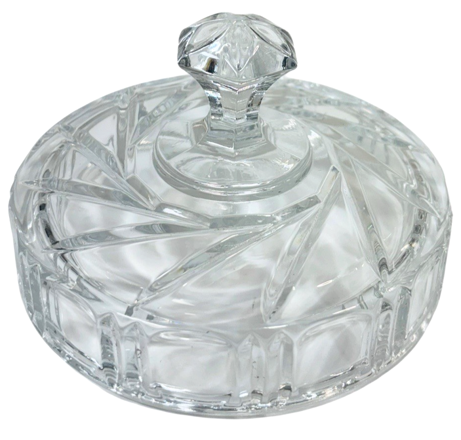 Heavy Beautiful Crystal Biscuits Cookies or Candy Jar Diamond Cut 8”Tall/6.10lbs