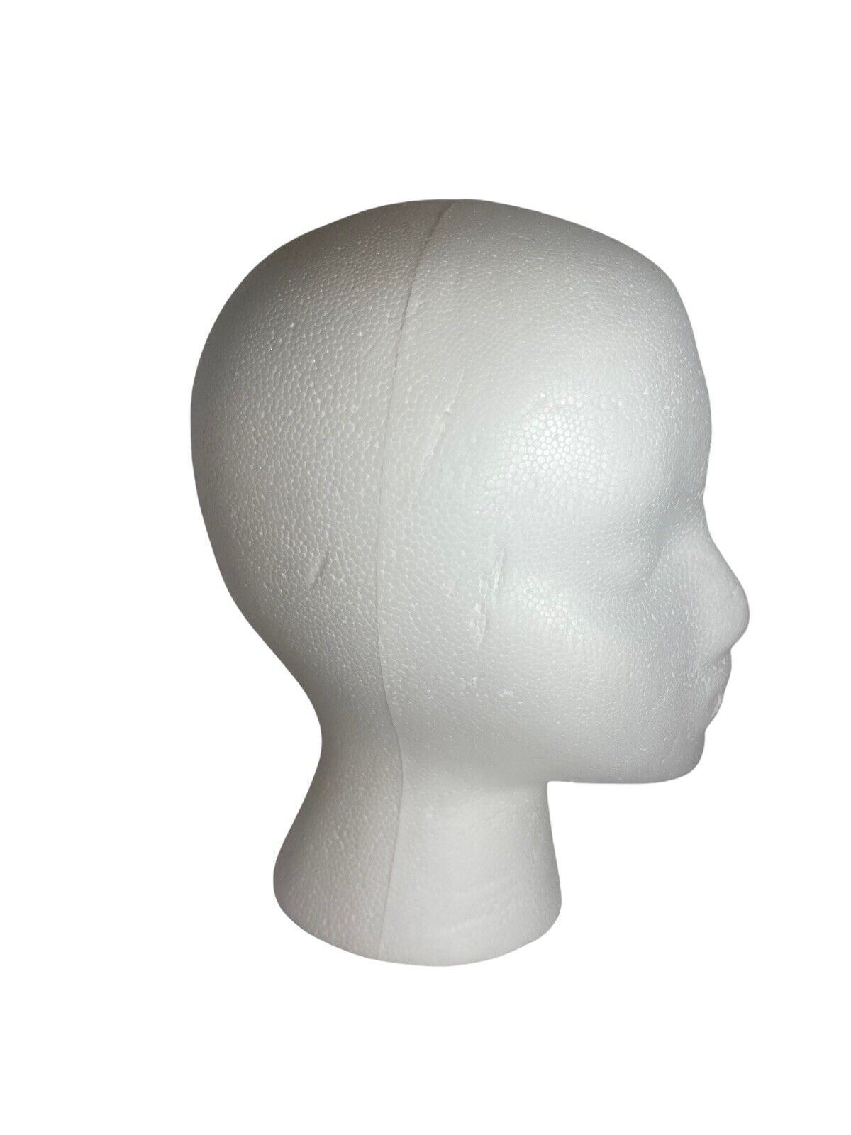 LOT OF 2 Wig Head Styrofoam/Bulk White 5.8" x 7.5" x 9.8" w/KOVI WIG CAP "NEW"