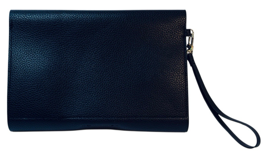 Steve Madden Clutch/Organizer "BLACK~ GOLD HARDWARE" with Strap. MINT CONDITION.