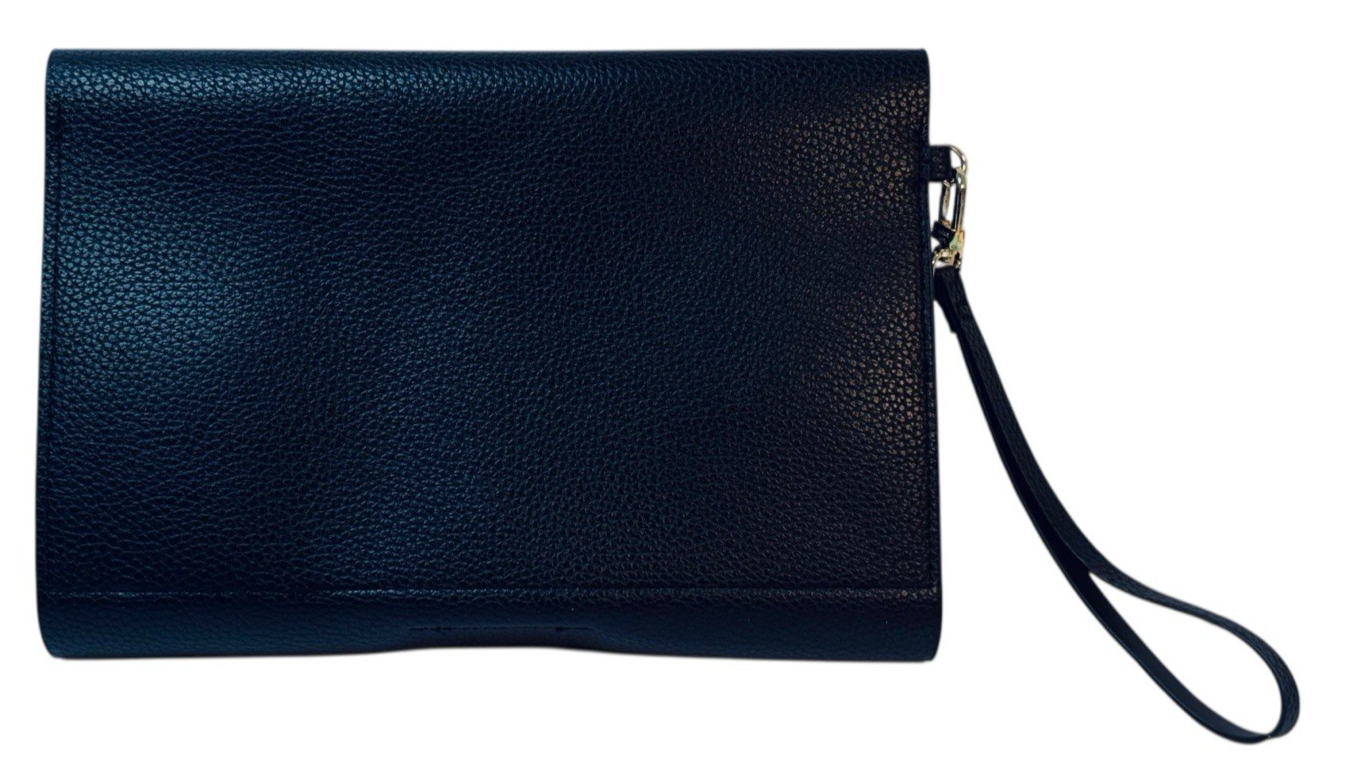Steve Madden Clutch/Organizer "BLACK~ GOLD HARDWARE" with Strap. MINT CONDITION.
