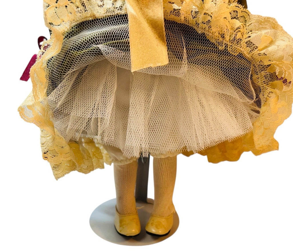 Porcelain Girl Doll Victorian Style Blode Hair, Astrology Print Clothes 16” Tall