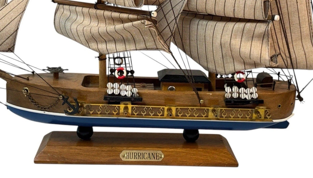 HURRICANE Model Sail Ship Clipper Vessel~Fabric Rigging 14”x16” TALL SHIPS