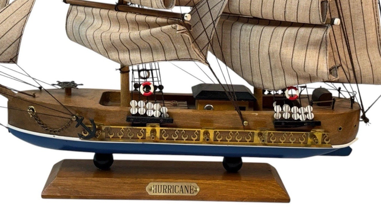 HURRICANE Model Sail Ship Clipper Vessel~Fabric Rigging 14”x16” TALL SHIPS