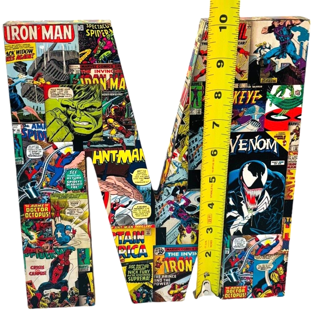 Marvel Comics WOOD LETTER 'M' ME01MHL 10 x 9.5 X 1 Wall Mount or Free Standing