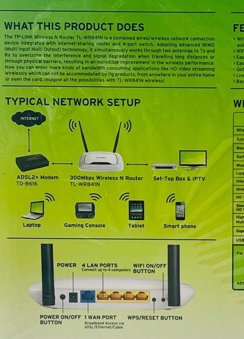 Wireless WiFi Router AP/Range Extender/WISP Mode TP-Link TL-WR841N 300Mbps