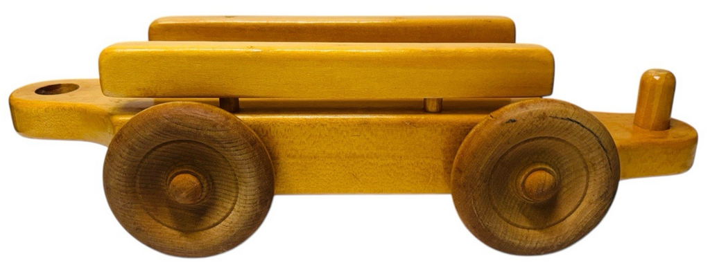 VINTAGE HANDMADE OAK WOODEN TRAIN CAR, L 13'' X H 3.5 X W 4'', Wt. 1 lb.