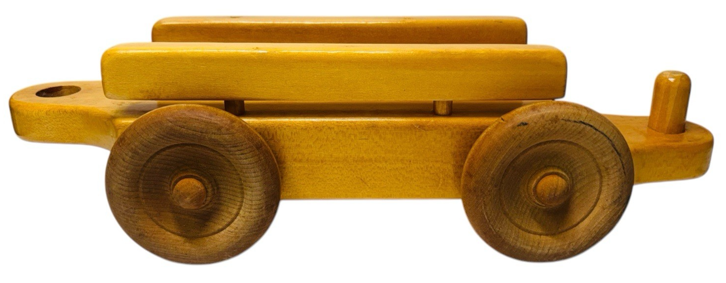 VINTAGE HANDMADE OAK WOODEN TRAIN CAR, L 13'' X H 3.5 X W 4'', Wt. 1 lb.