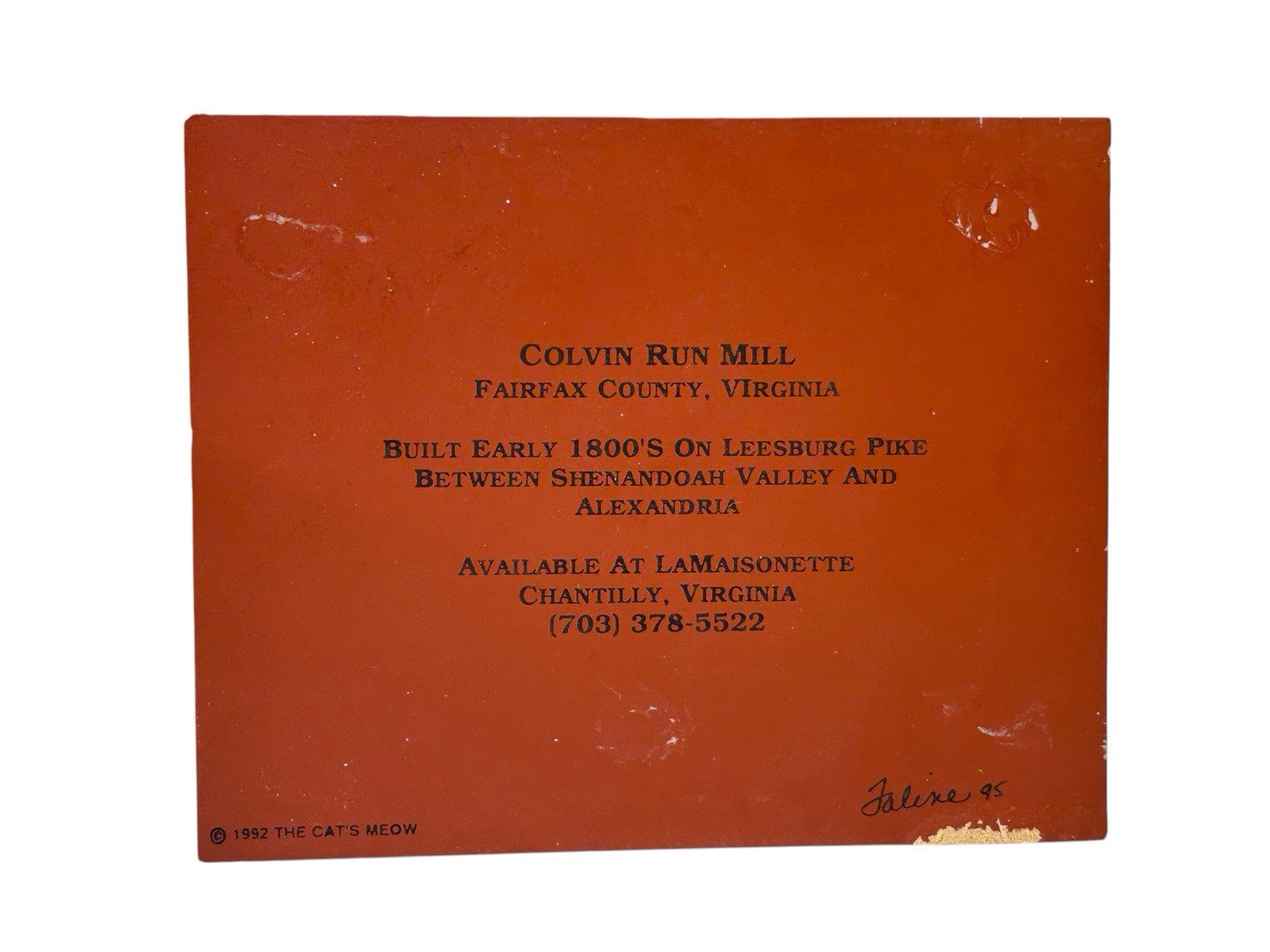 The Cat's Meow Wooden RED FOX INN MIDDLEBURG VA ~ COLVIN RUN MILL FAIRFAX CO. VA