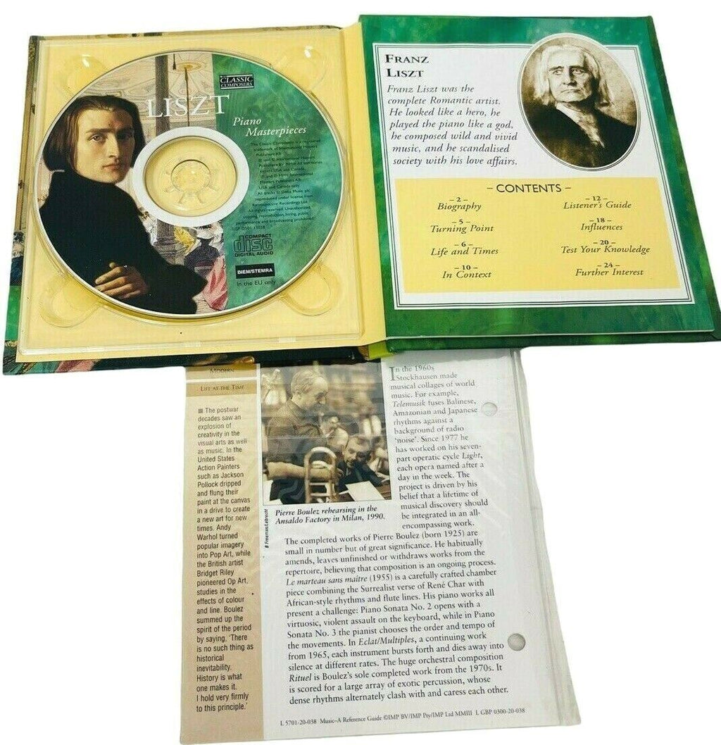 CLASSIC COMPOSERS LISZT, TCHAIKOVSKY, & BRAHMS CDs w/24 PAGE BIOGRAPHY, LOT OF 3