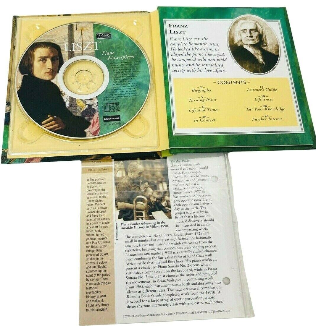 CLASSIC COMPOSERS LISZT, TCHAIKOVSKY, & BRAHMS CDs w/24 PAGE BIOGRAPHY, LOT OF 3