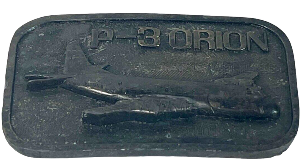 NAVY Military Belt Buckle Lockheed P-3Orion Solid Brass "NO BELT LOOP" VINTAGE