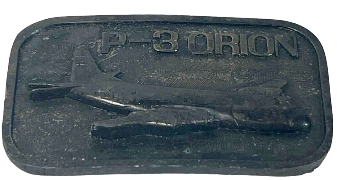 NAVY Military Belt Buckle Lockheed P-3Orion Solid Brass "NO BELT LOOP" VINTAGE