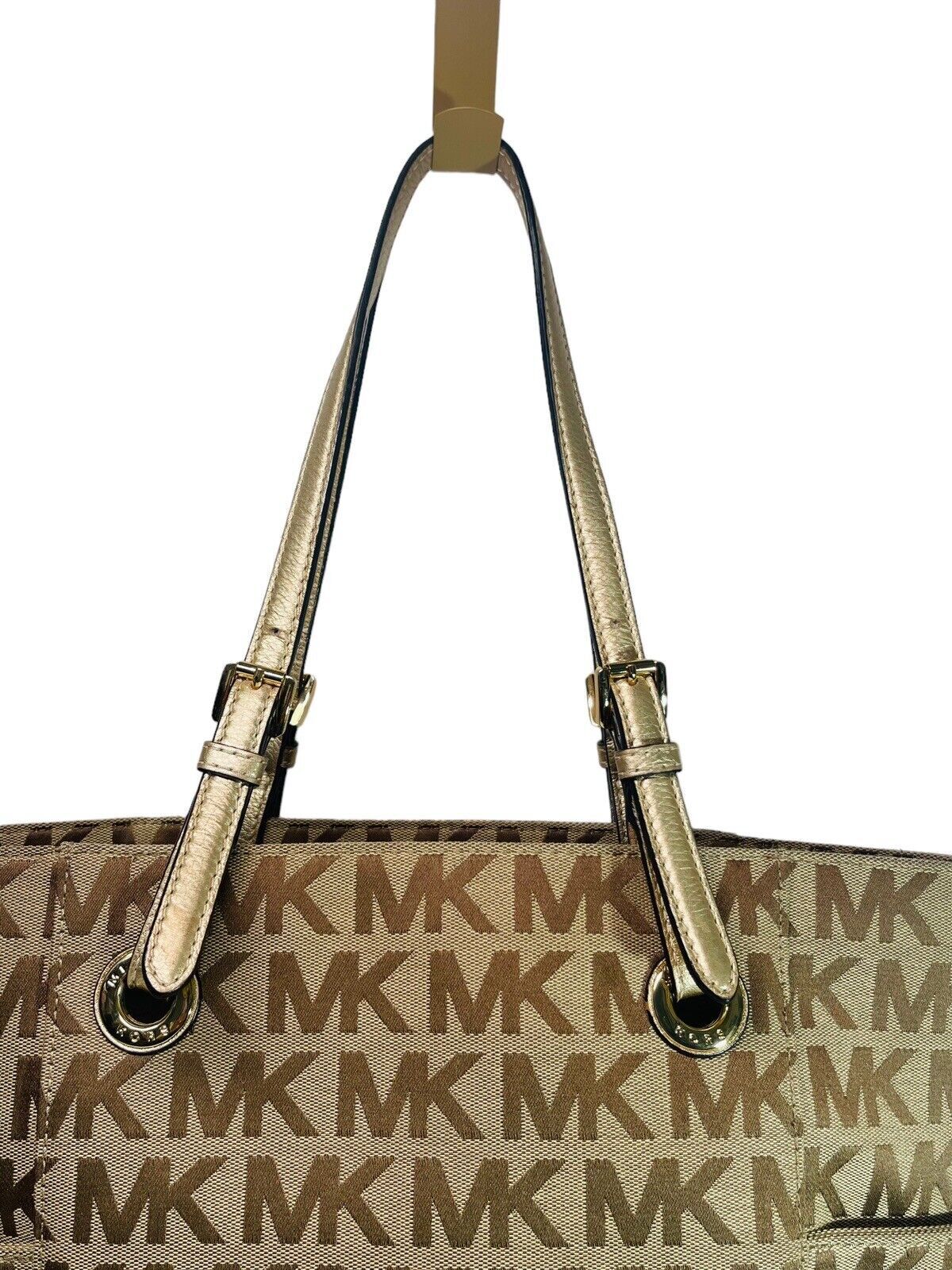 Signature Gilly Tote Leather Strap Gold Studs Designer MK w/Dustbag Michael Kors