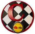 CHEVROLET CARVETTE RACING FLAG Metal Hook On Wood Plaque  6.5X6.5" Round.