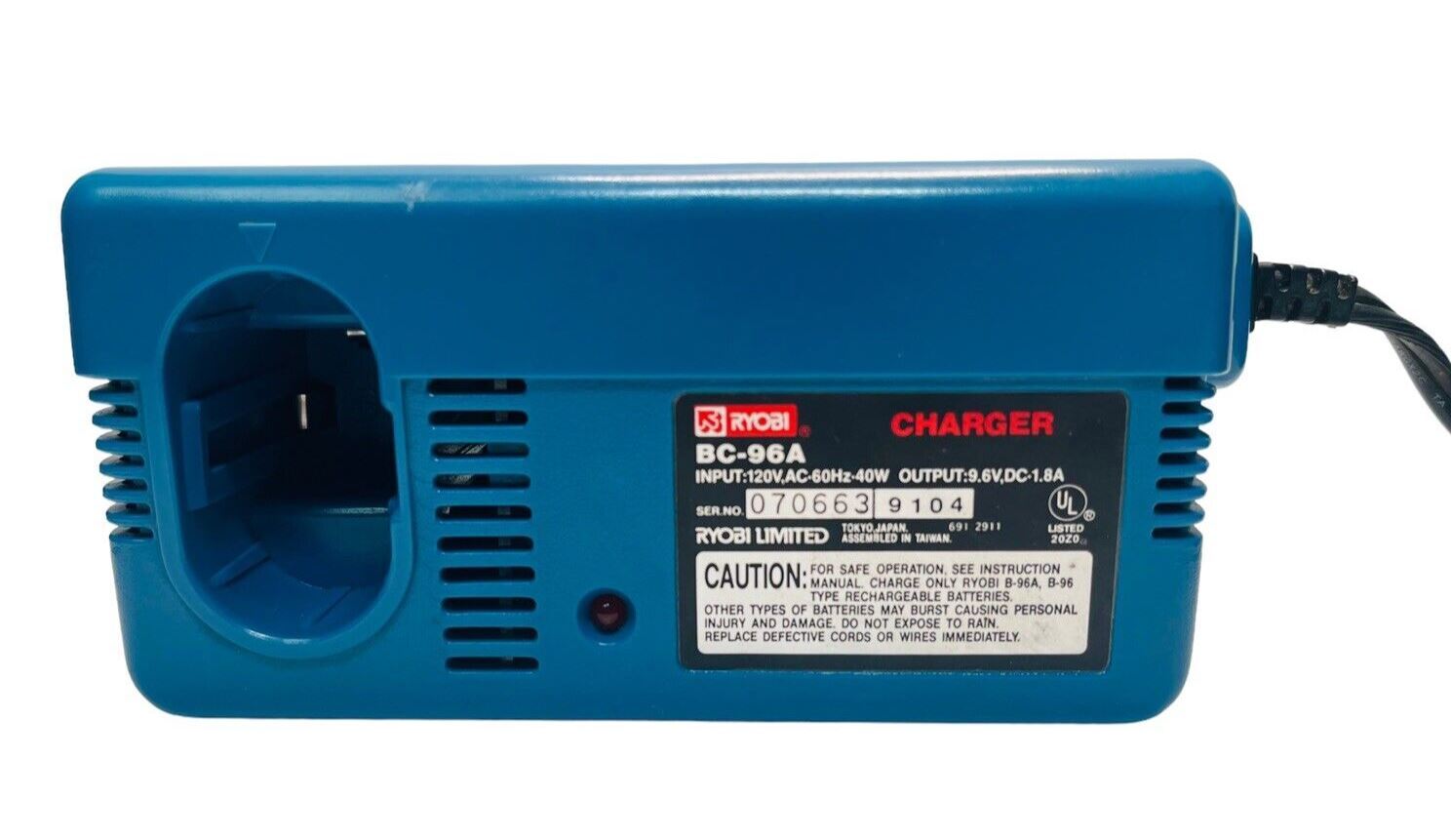 RYOBI CHARGER BC-96A - MADE IN JAPAN - WORKS GREAT - EXCELLENT CONDITION