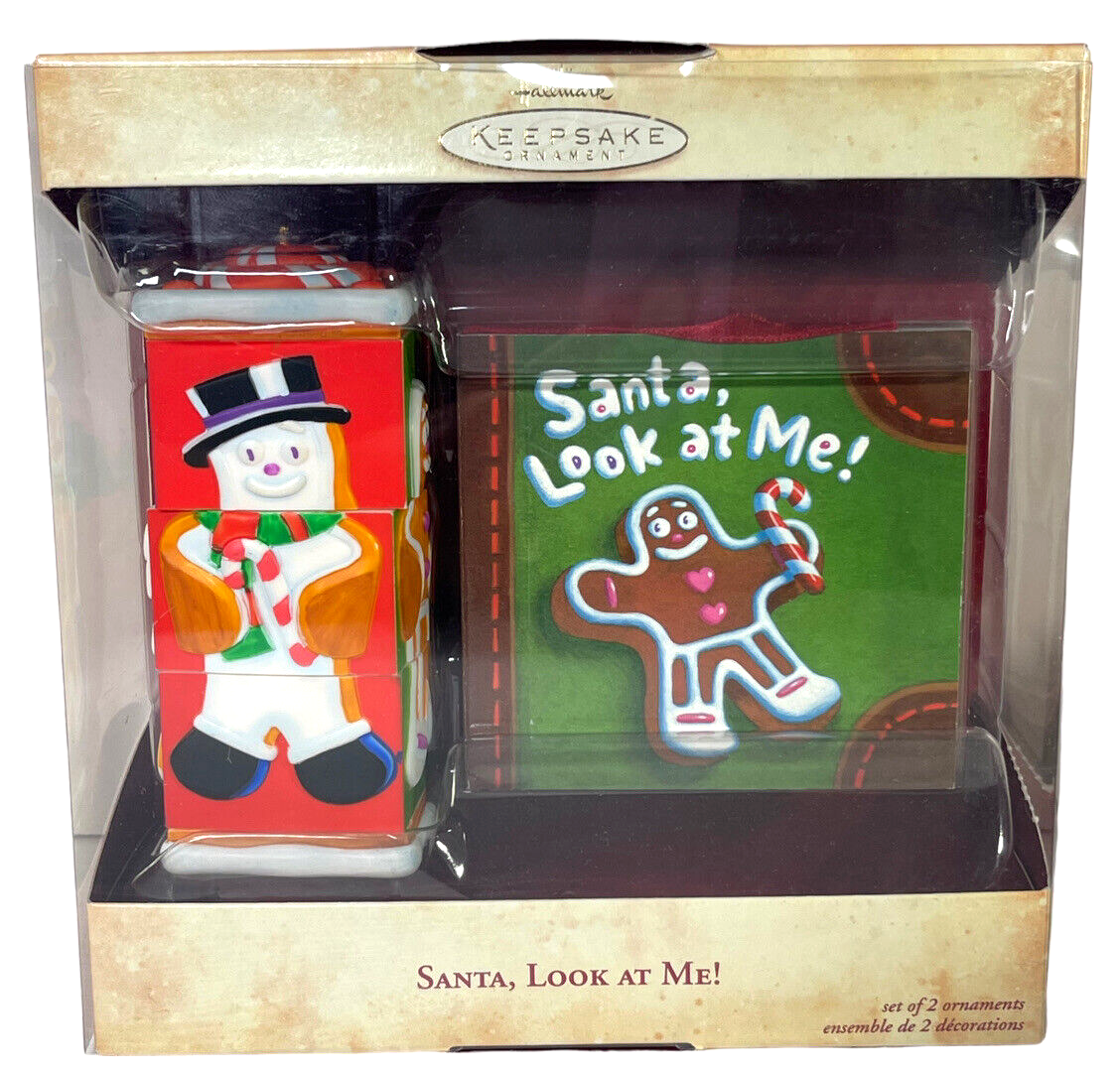 2004 Santa Look at Me! HALLMARK KEEPSAKE ORNAMENT Set of 2-Ornaments.