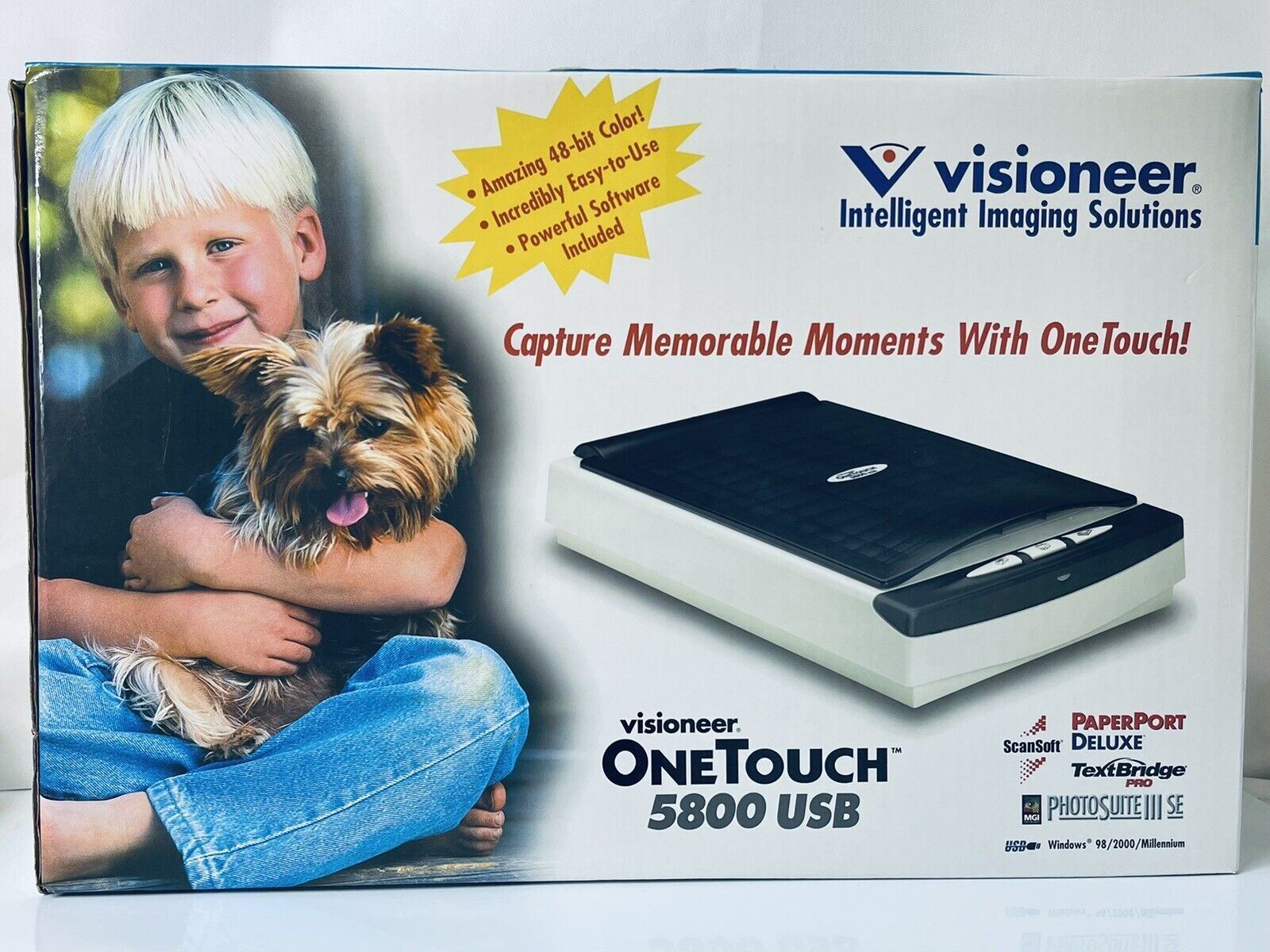 Flatbed Scanner OneTouch 48-Bit Color, Photo Suite III SE-USB-Visioneer 5800 NEW
