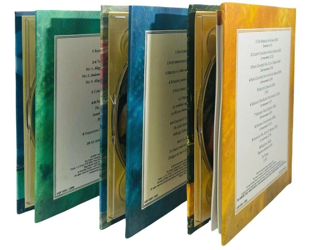 CLASSIC COMPOSERS MOZART, DEBUSSY, & GERSHWIN CDS, w/24 PAGE BOOKLET, LOT of 3.
