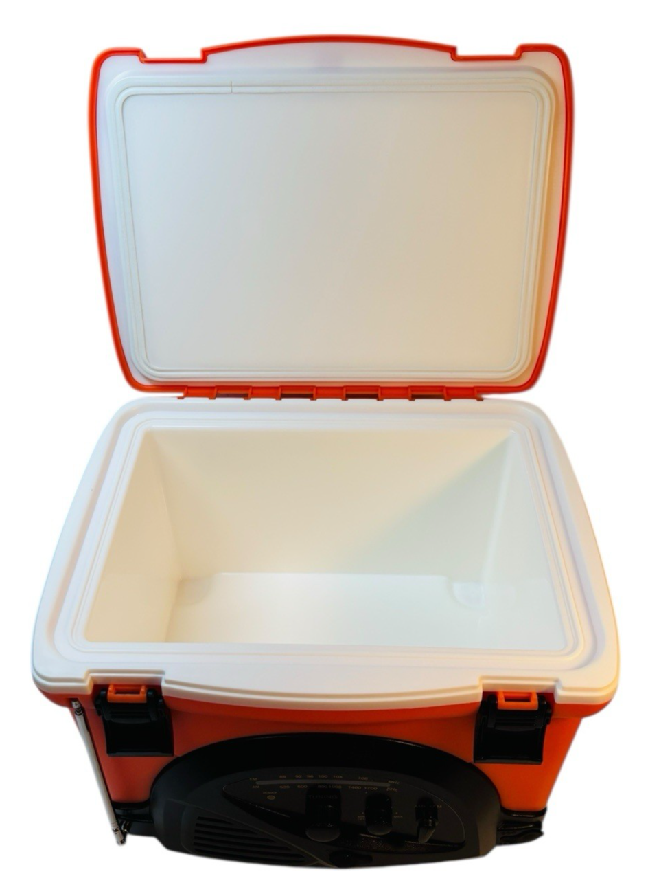 Rare LC Mini Cooler-AM FM Radio AA Battery/DC 6V Beach NIB Dentyne Ice Orange