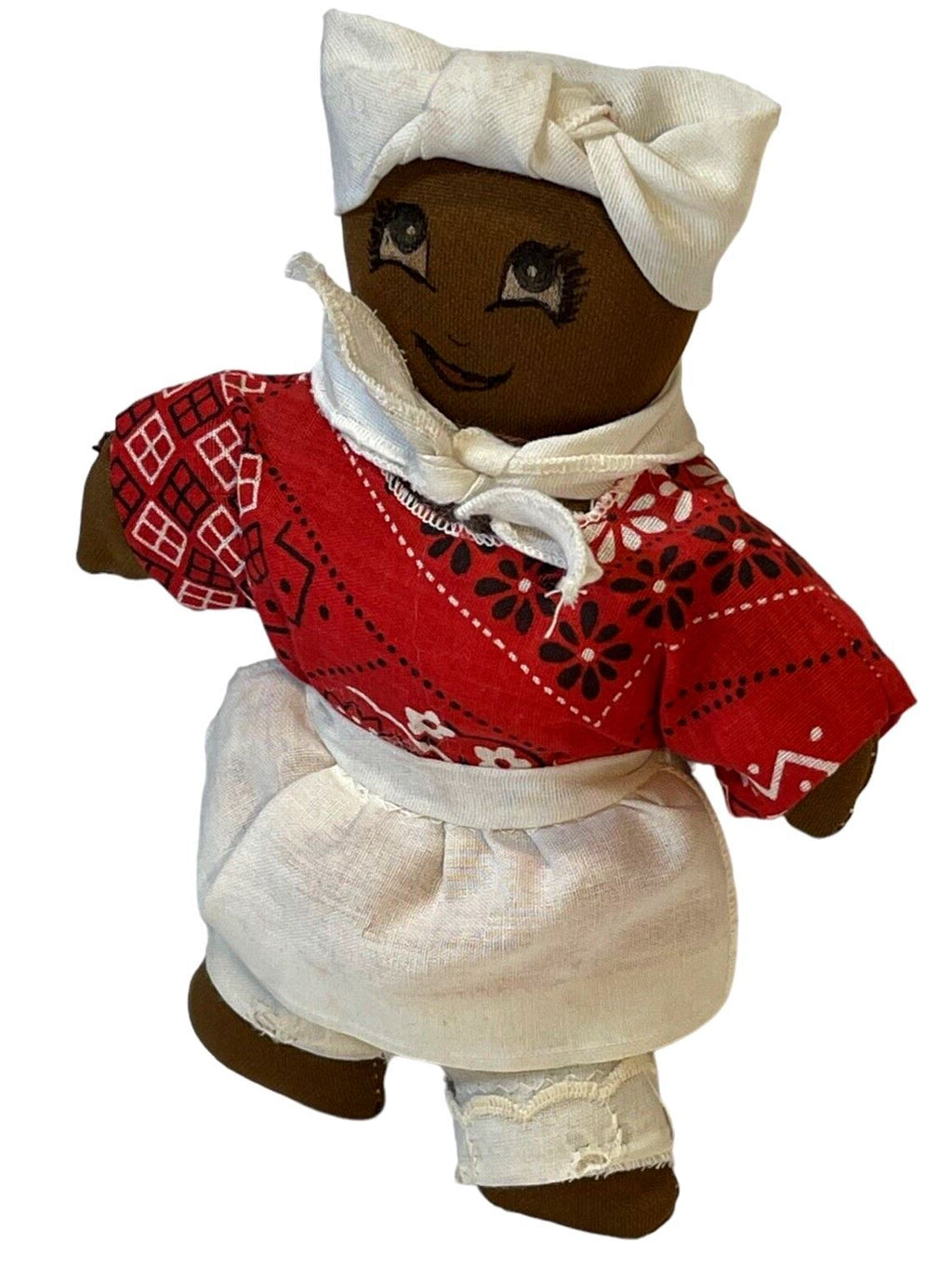 Cloth Doll African American "WERAING BANDANA TOP & WHITE PUFF PANTS" Vintage
