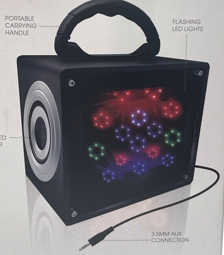 Vibe LED Stereo Speaker, w/LED FLASHING COLORFUL LIGHTS 3.5mm Aux Cable -NEW