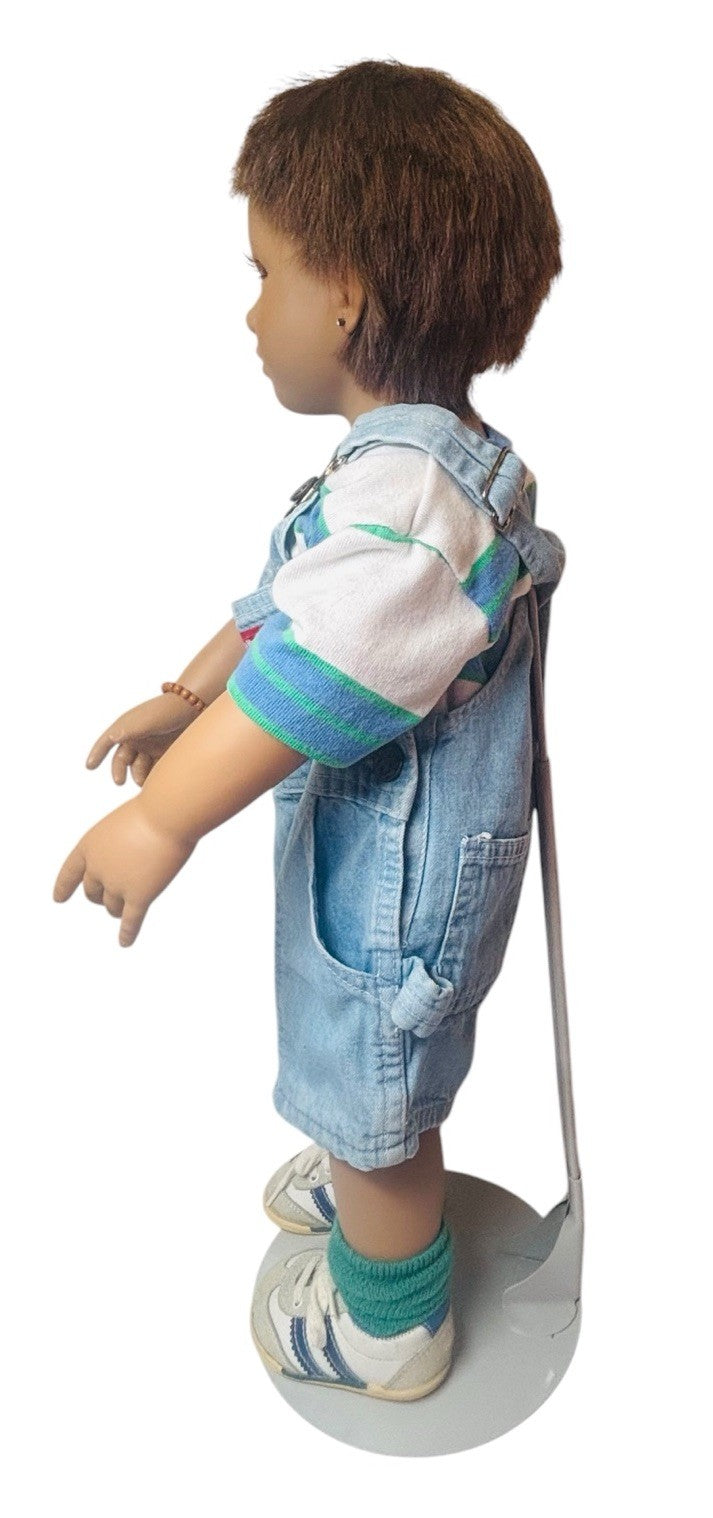 Annette Himstedt "KAI" 1st Boy 24" Doll Vinyl, 5.7lbs. w/Accessoires/Hat/Stand.