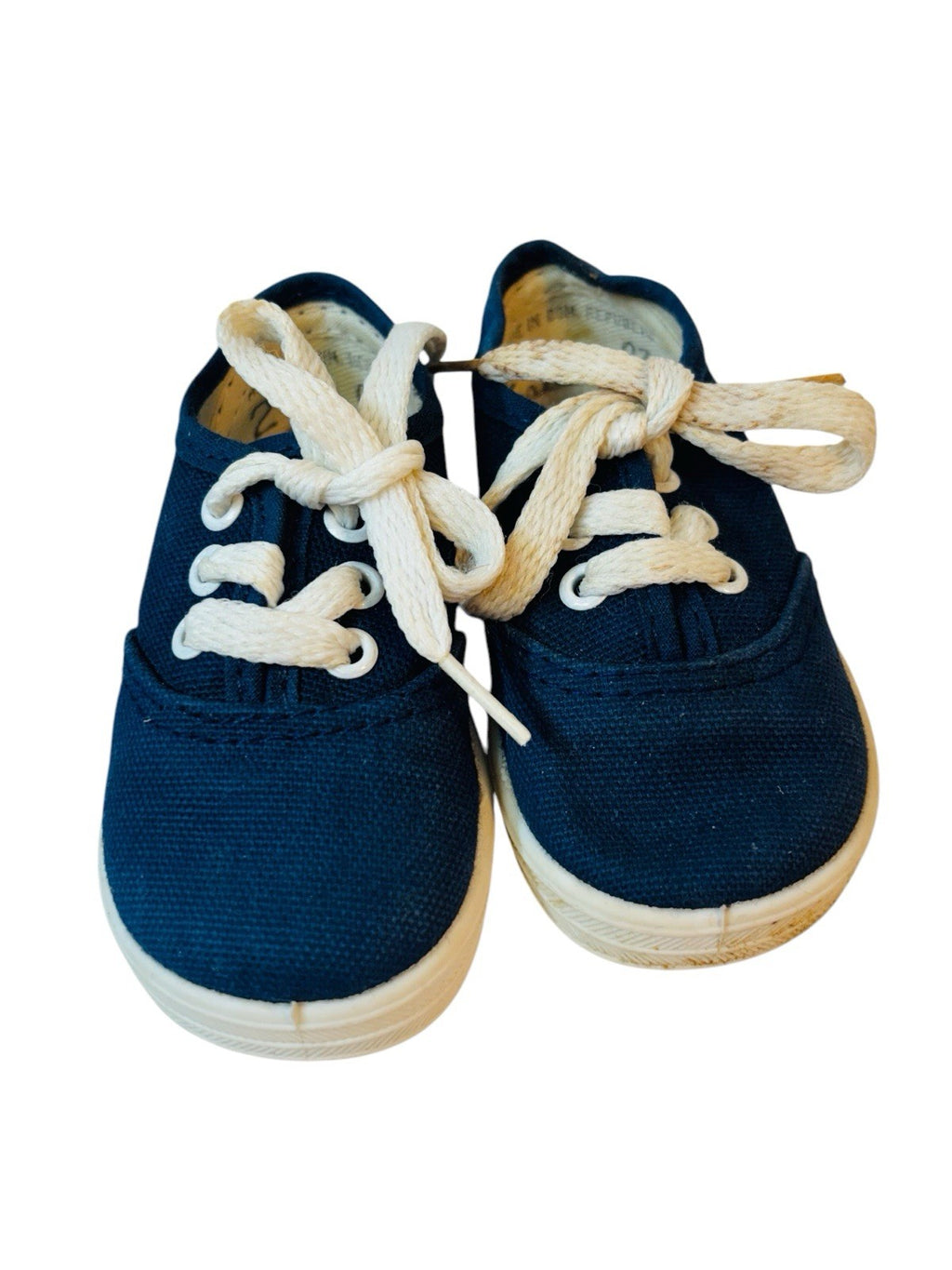 Lot of 2 Doll Baby Shoes ~ Blue & White Soft Sole L 4.5" X W 2" Preowned