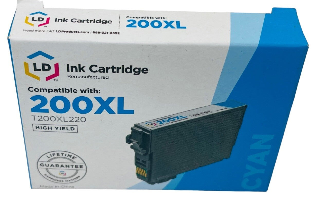 CYAN Ink Cartridge ™ Compatible with: 200XL T200XL220 HIGH YIELD ~ LD