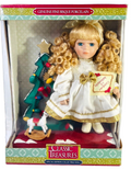 Classic Treasures Porcelain Doll w/Christmas🎄Rocking Horse On Wood Stand "NEW".