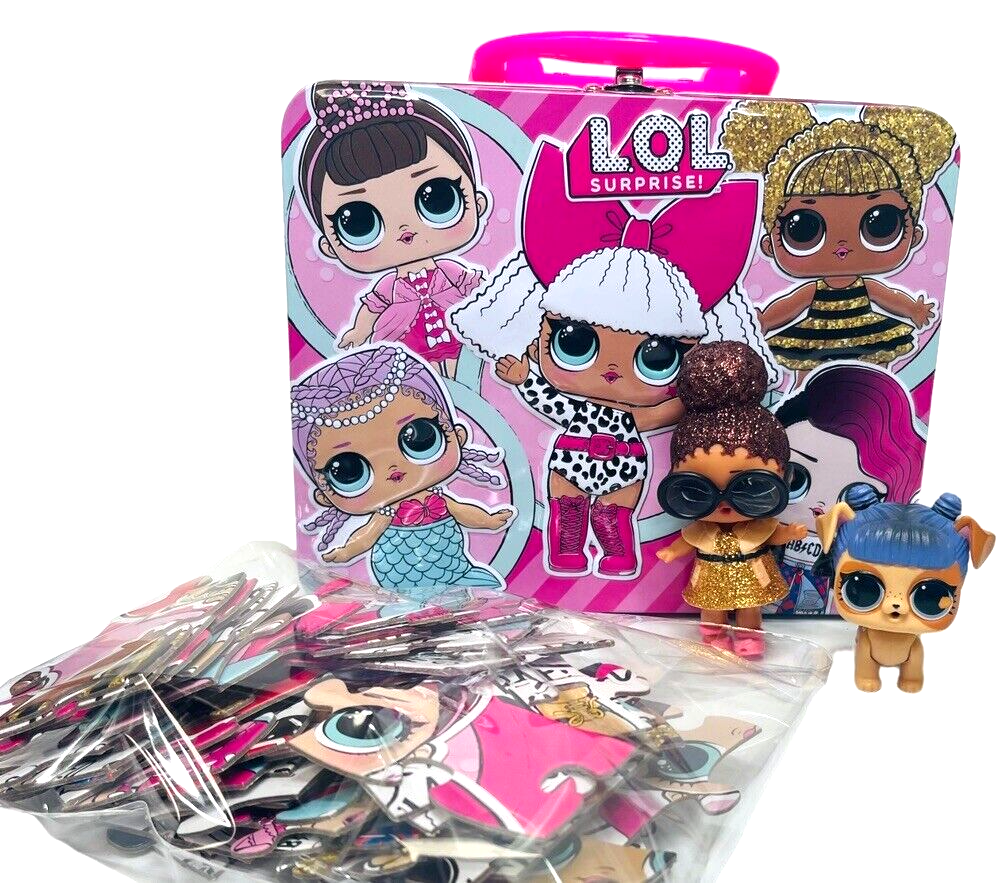 2 LOL Mini Dolls, LOL Surprise Tin Lunch Box, & 48 Pc Cardinal Puzzle.
