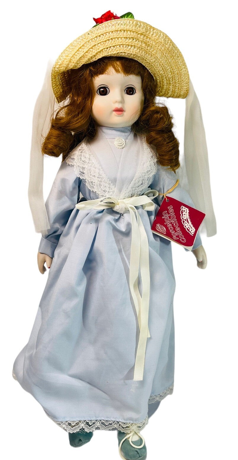 Red Hair Doll 1982 The Porcelain Collection 18” ~ Wearing Long Blue Cotton Dress