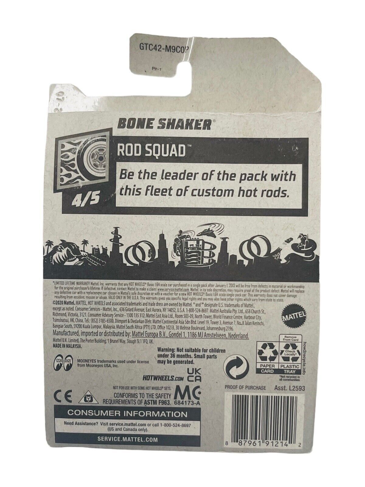 BONE SHAKER 4/5 ROD SQUAD 1:64 ~ 2005 MATTEL ~ Hot Wheels #161 ~ NEW